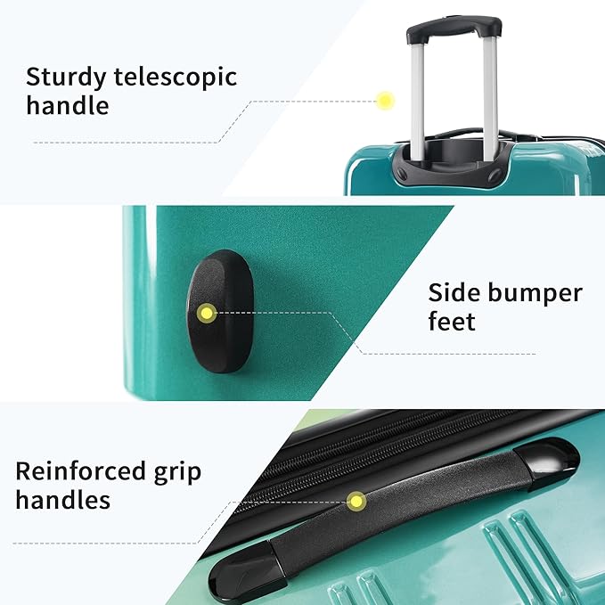 Merax Luggage Sets 3 Piece, Hardside Expandable Suitcase Set with Spinner Wheels, Lightweight Multicolor 20+24+28 IN Suitcase with Carry on Luggage, Green and Yellow