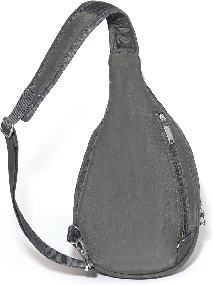 Baggallini Securtex® Anti-Theft Multi Zip Sling - Lightweight 8.6"x15.2" Travel Bag with Locking Zippers & RFID Protection