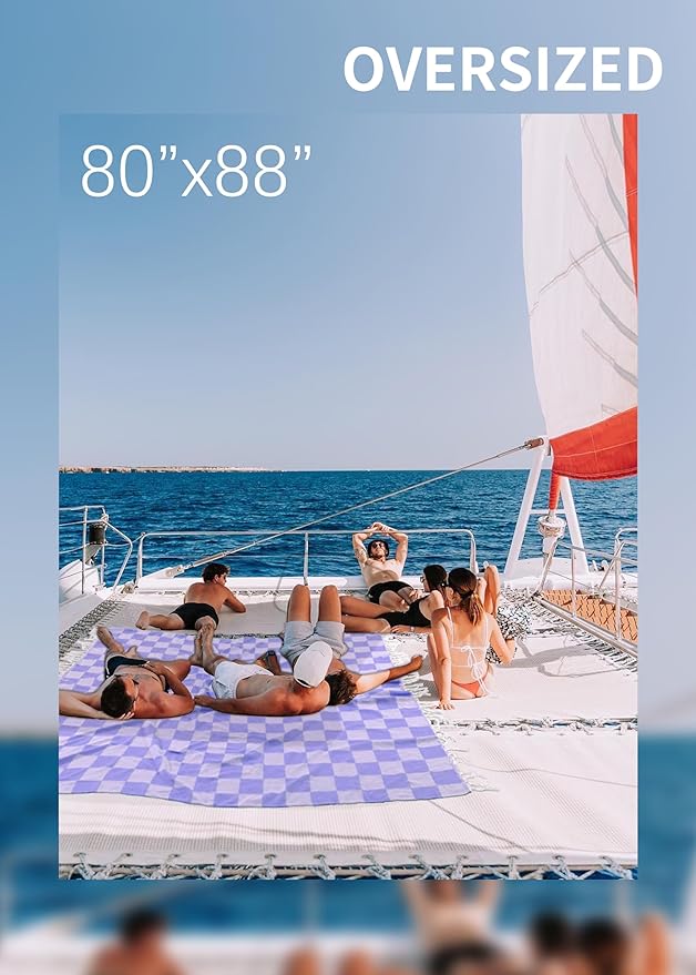 Antfuny Giant Beach Towel Blanket Autumn Outing Stuff for Women & Men Road Trip Camping Gear Ship Cruise Gear Must Haves Extra Large XXL Purple Plain PatternAirplane Accessories Travel Gadgets