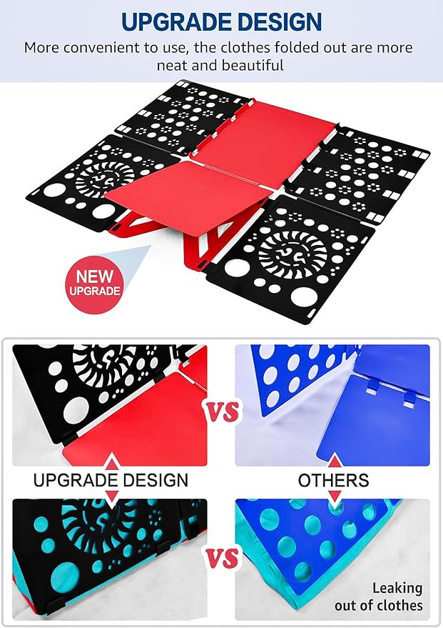 BoxLegend Version 3 Shirt Folding Board t Shirts Clothes Folder Durable Plastic Folding Helper Easy and Fast Folding Boards for Adults and Children, Black and Red