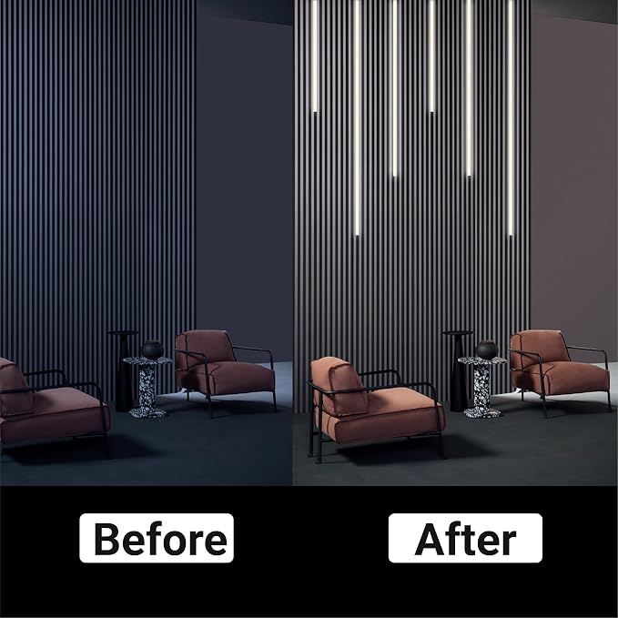 HAMRVL LED Recessed Lighting for Wall Panels, 6PCS Warm White Wall Panel Lights with Touch Switch, Dimmable Self-Adhesive 3000K Slat Wall Lights Strip for Living Rooms, Bedrooms, Kitchen Cabinets