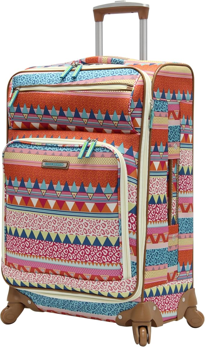 Lily Bloom Design Pattern 28" Luggage Softside Expandable With Double Spinner Wheels, Large Lightweight Suitcase Checked Bag For Women
