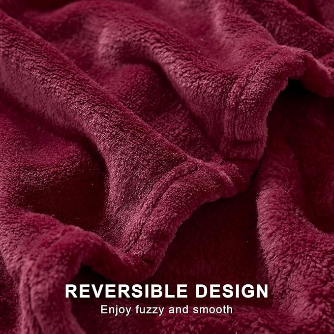 Hansleep Fleece Burgundy Red Twin Blanket, Super Soft Flannel Fuzzy Plush Cozy Blanket for All Seasons, Burgundy Red, Twin 60x80 Inches