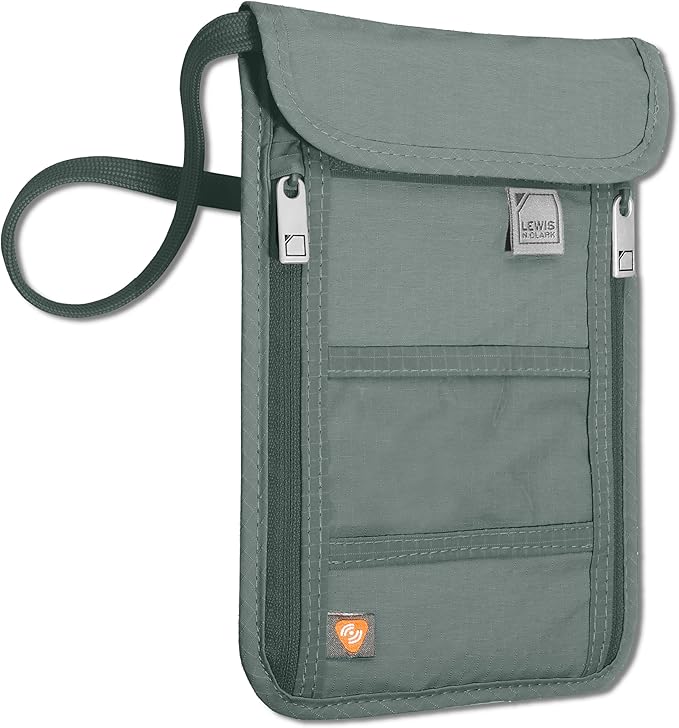 Lewis N. Clark Stash Neck Travel Wallet, RFID Blocking Passport Holder, Protect Personal Information, Slate