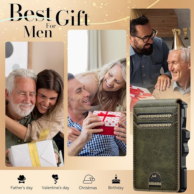 furid Smart Wallet For Men Slim: Rfid Minimalist Pop Up Wallets with Money Clip Metal Credit Card Holder - Gifts for Husband Father at Birthday Anniversary