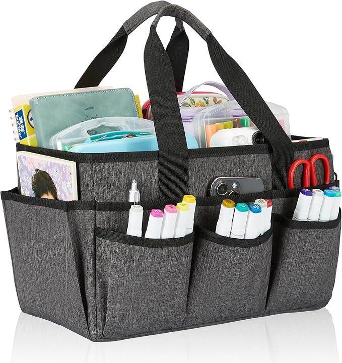 Craft Tote Bag, Art Organizer,Cleaning Supply Caddy, Carrying Bag with Handle for Multi-Purpose, Organizer Caddy for Pets (Gray)