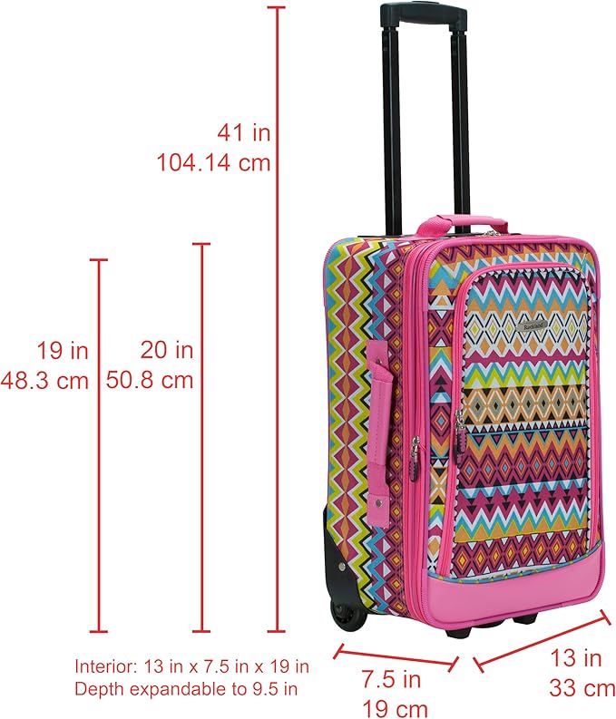 Rockland Fashion Softside Upright Luggage Set, Tribal, 2-Piece (14/19)