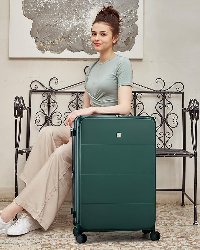 Hanke Hardside Expandable Checked Luggage, 24 Inch Top Opening Trunk Luggages with Spinner Wheels, All-PC Hard Shell Suitcase, Lightweight TSA Checked-Medium(Blackish Green, 83L)