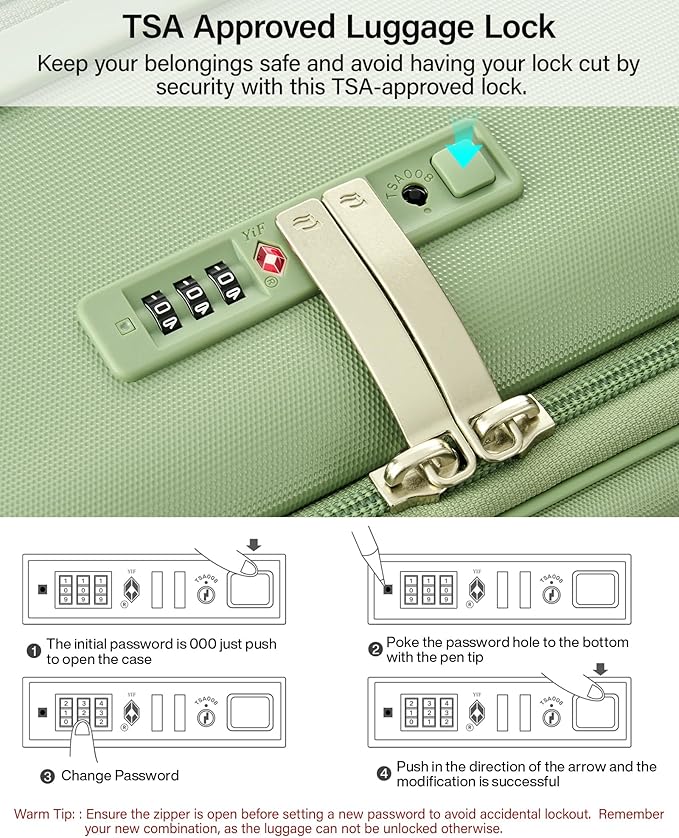 MILADA 24 Inch Checked Luggage, Expandable Hardshell Suitcase with 360° Spinner Wheels & TSA Lock, Lightweight Medium Rolling Luggage for Men and Women Travel, Bamboo Green