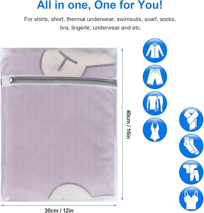 6 Pcs Laundry Bag, 12“x16”Mesh Laundry Bags for Delicates, Garment Gag for Washing Machine, for Daily Organization Travel Packing Wvzedm