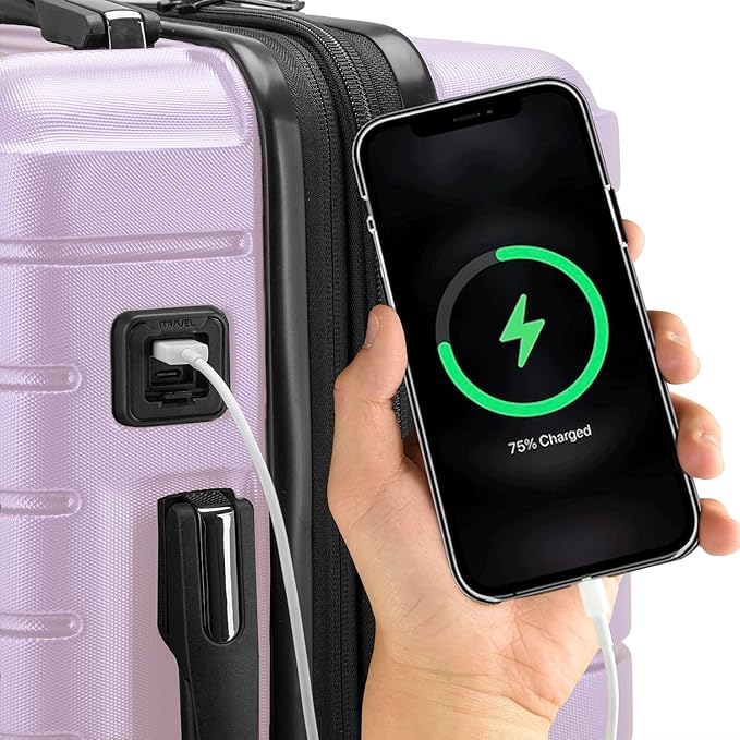 Traveler's Choice Archer Polycarbonate Hardside Spinner Luggage Set, Tie Down Straps, Light Purple, 2-Piece