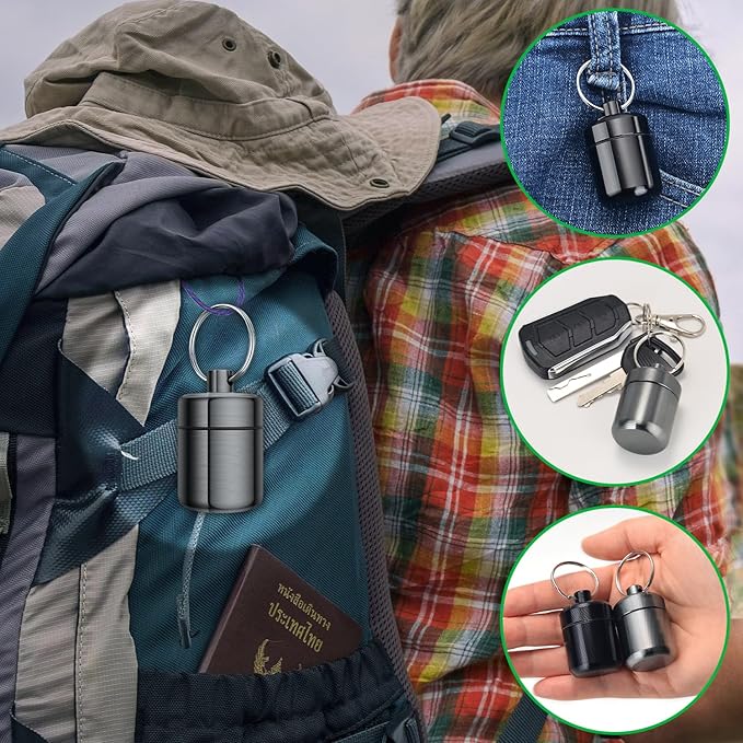 Ear Plug Carrying Case Keychain(2 Pack), Small Waterproof Metal Earplug Case Ear Plug Holder Container Great for Earplugs, Pills Case Pill Box and Jewelry Holder