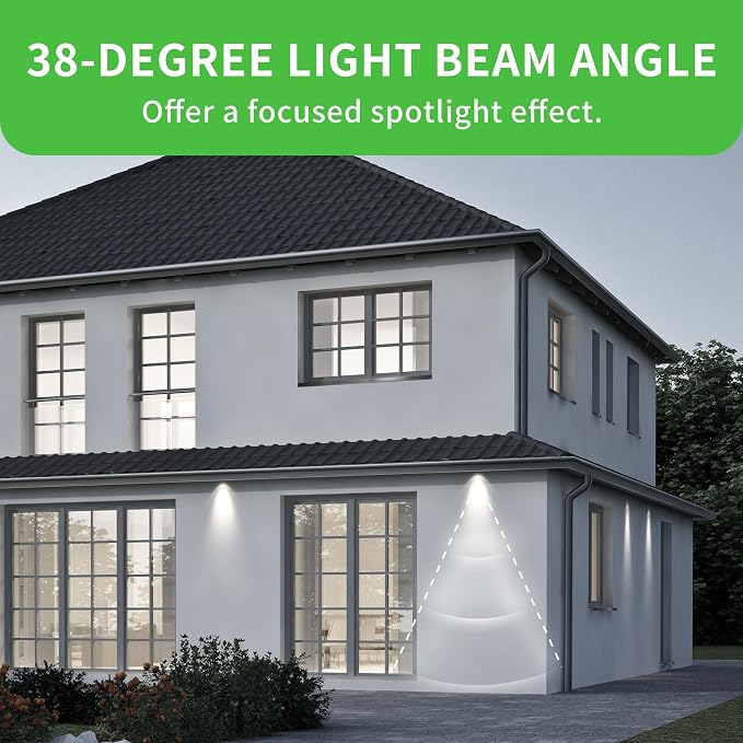 Qualilux PAR38 Dusk to Dawn LED Flood Light Bulbs, Daylight White 5000K, 150W Equivalent 17W, 1700LM, Auto On/Off Light Sensing Outdoor Light Bulb, 2 Pack, Non-Dimmable, HQ-H033