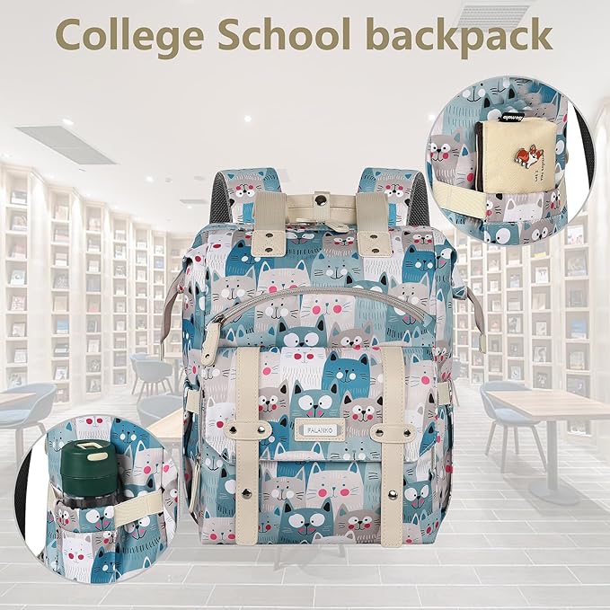 FALANKO Laptop Backpack for Women,Teacher Doctor Nurse Work Purse Bag for 15.6 Inch Laptop,Cute Cartoon Pattern backpack With RFID Anti Theft Pocket, Large Travel Bookbag for Women