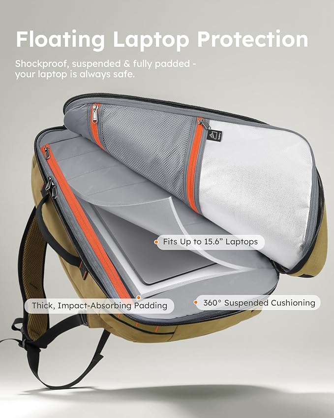 Tolaccea Travel Backpack for Men Women, 40L-50L Carry On Backpack with Wet Dry Compartment, TSA Approved Laptop Daypack Fits 15.6", Convertible Expandable Large Rucksack Duffel Bag for Work Travel