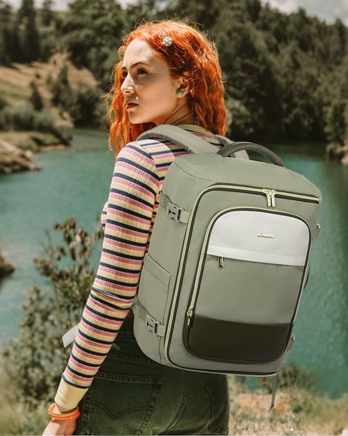 LOVEVOOK Large Travel Backpack for Women, 40L TSA Approved Backpack with 3 Packing Cubes, Personal Item Bag Fits 17" Laptop, Water-resistant Carry On Bag for Airplanes