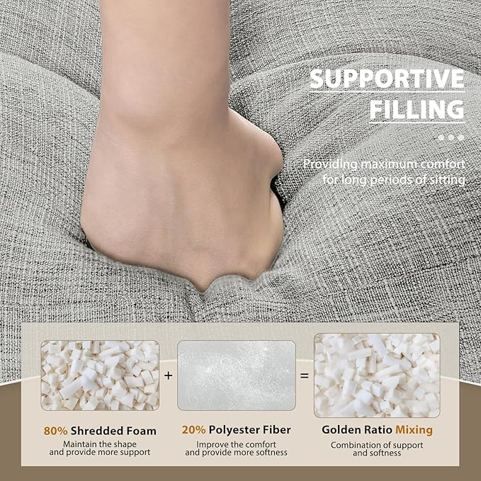 downluxe Indoor Bench Cushion for Indoor Furniture, Non-Slip Tufted Overstuffed Textured Foam Bench Seat Cushion, 36" X 14" X 4", Light Grey, 2 Pack