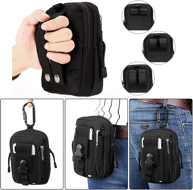 Tactical Molle Pouch, Universal EDC Waist Bag Belt Pouches, Outdoor Belt Bags Gear Tool Gadget Pocket with Cell Phone Holster