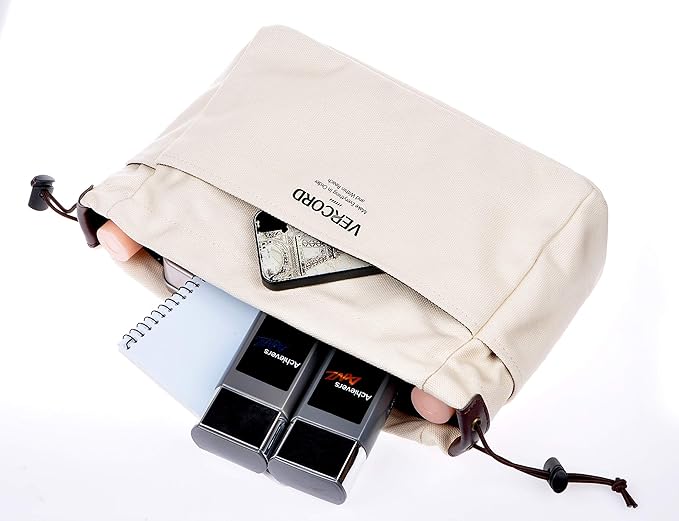 Vercord Canvas Handbag Organizers, Sturdy Purse Insert Organizer Bag in Bag, 10 Pockets Beige Small
