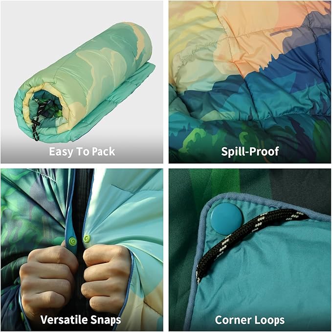 Camping Blanket, Puffy Blankets Lightweight Windproof Resistant for Outdoors,Hiking, Backpacking,Car,Picnic,Stadium
