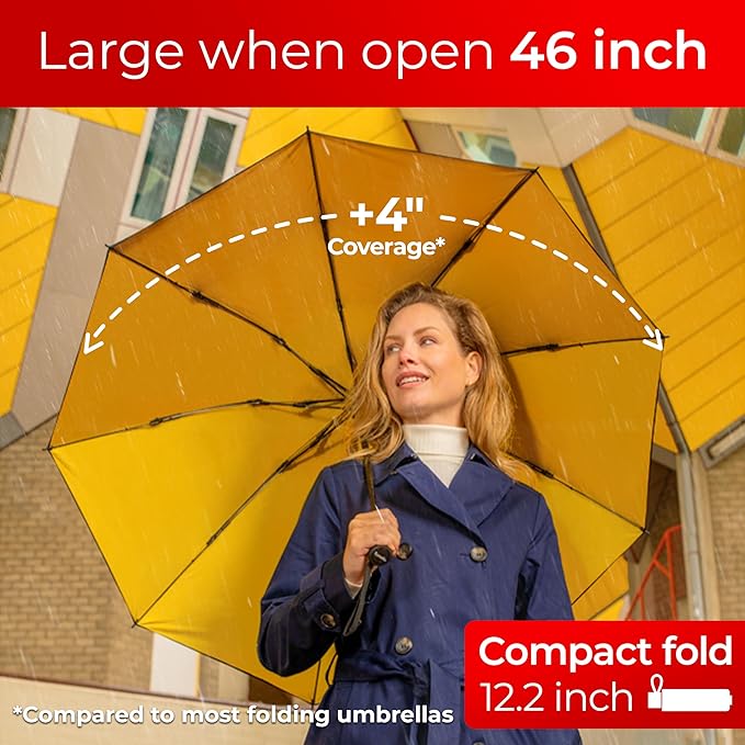 TUMELLA Inverted Windproof Umbrella, Large, Strong, Light, Portable, Automatic Reverse Folding Rain Umbrella, Durable Premium Grip, Fits Car & Backpack