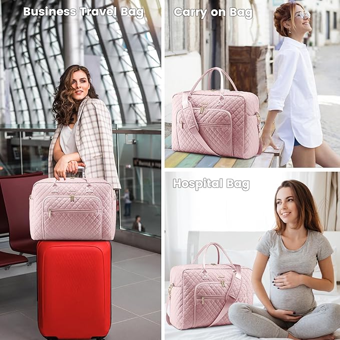 LOVEVOOK Travel Duffle Bag - Women's Weekender Carry On Overnight Laptop & Gym Bag With Toiletry/Shoe Pocket, Hospital Labor Bag