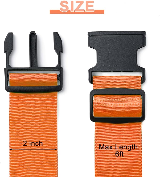 Luggage Straps for Suitcases 4 Pack, TSA Approved Travel Essentials, Luggage Strap for Travel Suitcase & Bag Closure and for Easy Identification, Travel Accessories for Safety & Convenience (Orange)