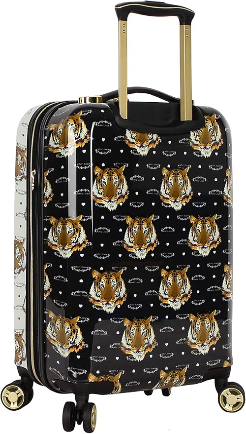 Betsey Johnson Designer 20 Inch Carry On - Expandable (ABS + PC) Hardside Luggage - Lightweight Durable Suitcase With 8-Rolling Spinner Wheels for Women (Tiger Print)