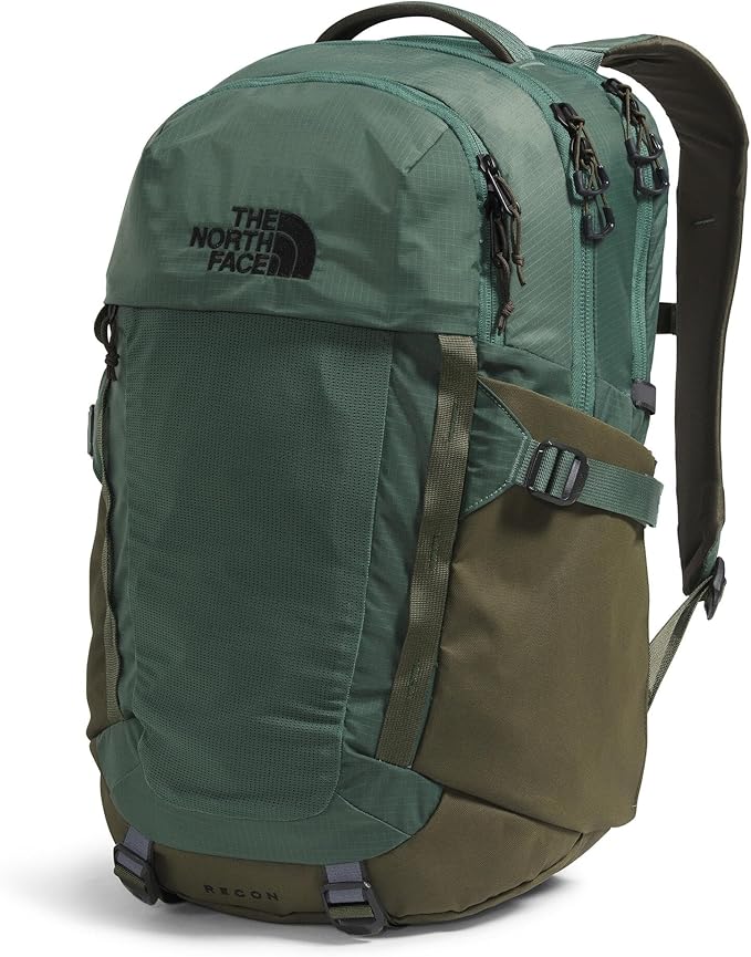 The North Face Recon Everyday Laptop Backpack - Daypack, Water Repellent, Laptop Sleeve, 2 Water Bottle Pockets, Duck Green/New Taupe Green, One Size