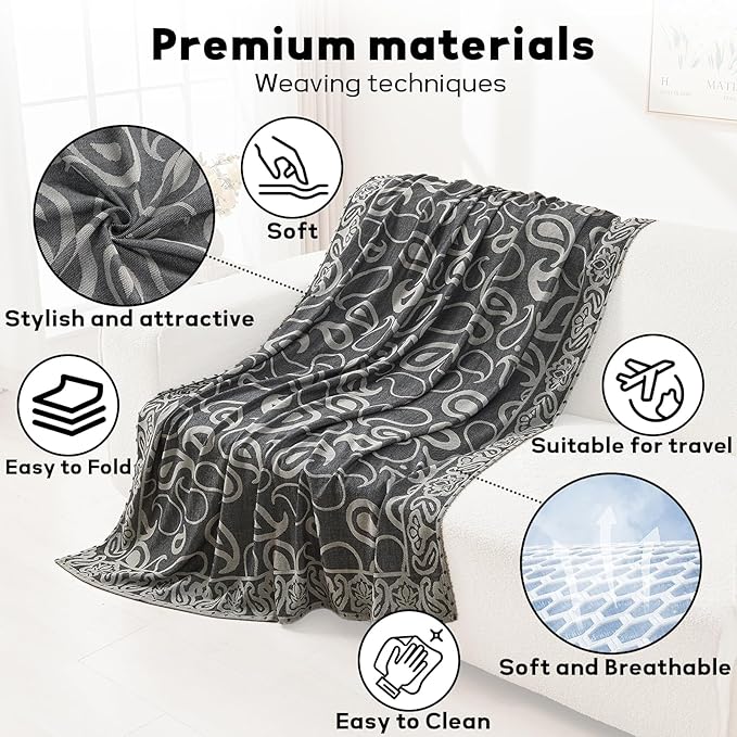 Travel Blanket Airplane - Ultra Soft & Lightweight Knit Design Compact Airplane Blanket,53x72 Inch,Stylish Travel Shawl Wraps for Flights,Office,Home Use,Travel Essentials & Gifts
