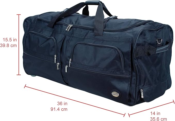 Rockland Rolling Duffel Bag, Black, 22"