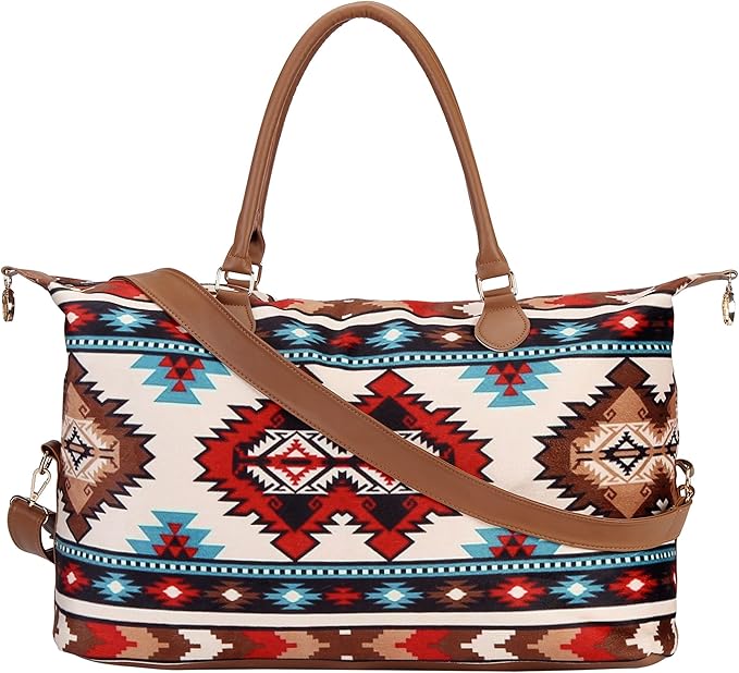 Weekender Bag Duffle Bag For Women Large Travel Tote Bag Overnight Weekend Bags With Shoulder Strap Cow Leopard Atzec…