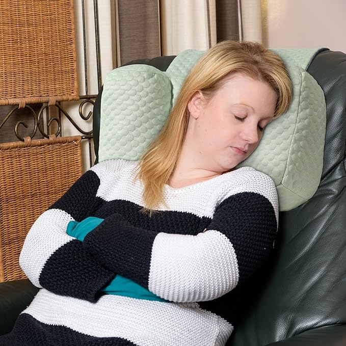 MABOZOO Neck Pillows for Recliners with Pocket,Headrest Cushion for Neck Pain Relief and Cervical Support,Recliner Head Pillow for Side Sleeping at Home, Office or Traveling（Green）