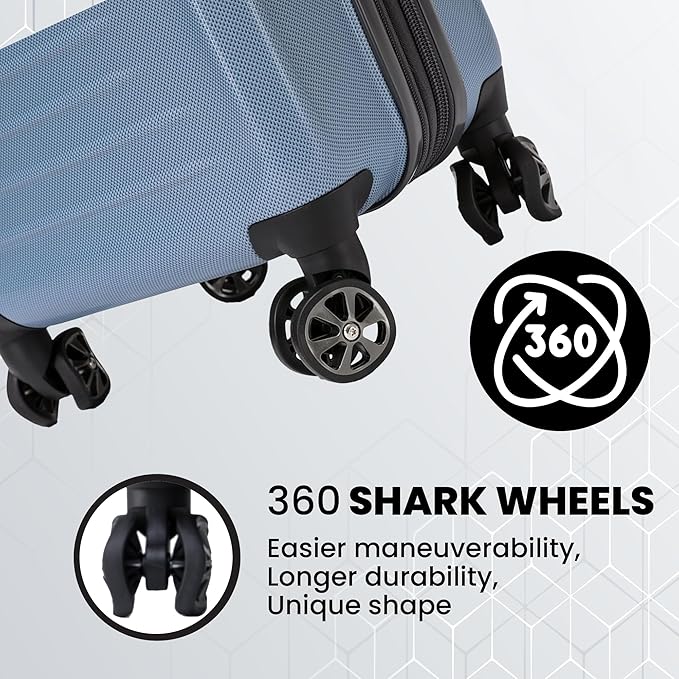 Spyder Rails Expandable Hardside Upright Suitcase with 360° Spinner Wheels, TSA Approved Lock (Denim, Medium Checked)