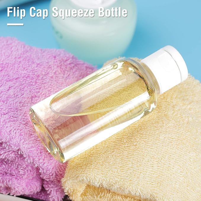 25 Pack 1.7oz/50ml Plastic Empty Bottles Clear Travel Containers Travel Size Bottles with Flip Cap Squeezable Refillable Toiletry (clear)