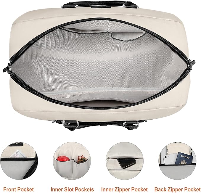 Weekender Bag for Women, Large Overnight Bag Canvas Travel Duffel Bag Carry On Tote with Shoe Compartment 21" 3Pcs Set