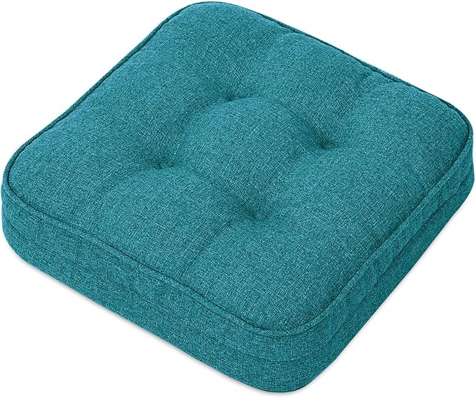 GOFORIT Memory Foam Cushion，Square Seat Cushions for Dining Chairs,Non-Slip Chair Pads with Removable Cover, 16'' x 16'', Blue