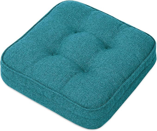GOFORIT Memory Foam Cushion，Square Seat Cushions for Dining Chairs,Non-Slip Chair Pads with Removable Cover, 16'' x 16'', Blue