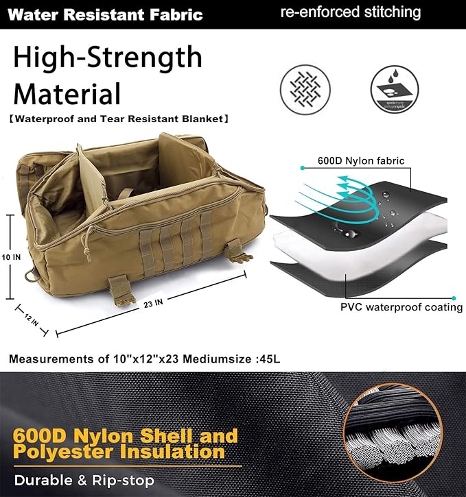 Travel Duffle Bag Backpack for Men - Large Tactical Bags Weekender Gym Bag for Overnight Traveling Military Workout Deployment Sports (Coyote, 45L)