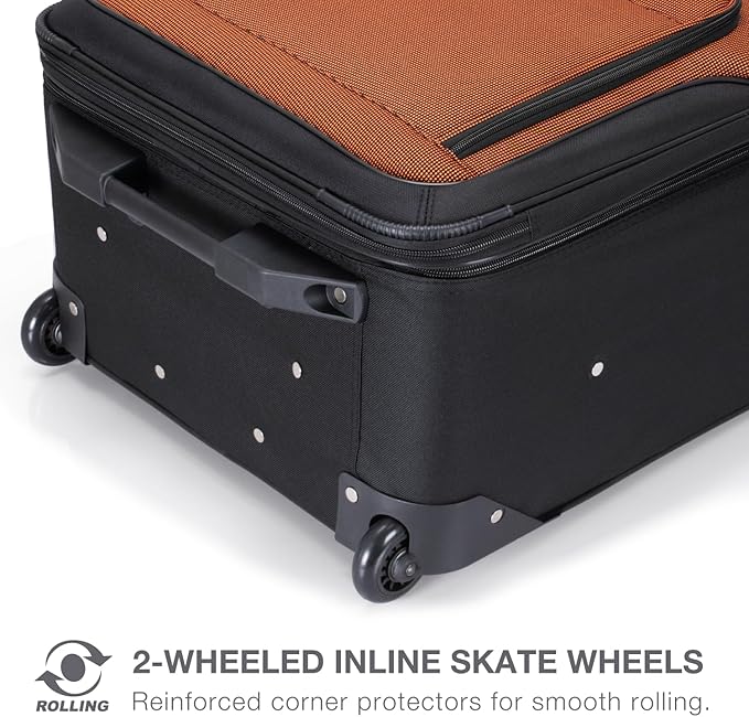 Travel Select Amsterdam Softside Expandable Luggage with Rolling Wheels, Orange, 4-Piece Set (15/21/25/29)