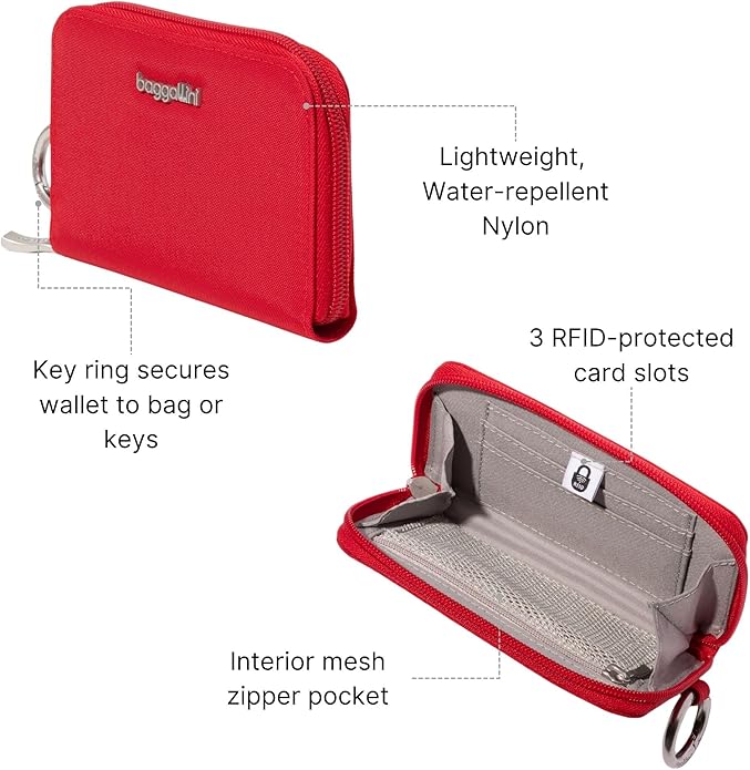 Baggallini Deluxe Card Case - Lightweight 5.5"x3.3" RFID Protected Womens Wallet Card Holder