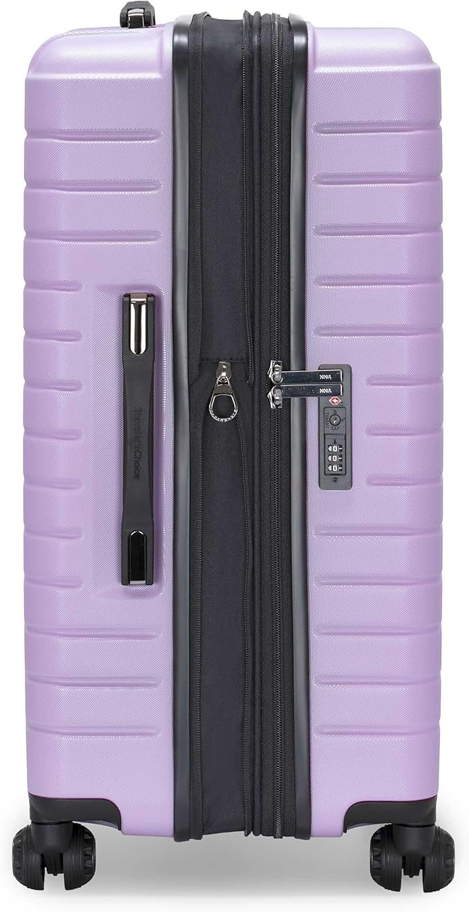 Traveler's Choice Archer Polycarbonate Hardside Spinner Luggage Set, Tie Down Straps, Light Purple, 2-Piece
