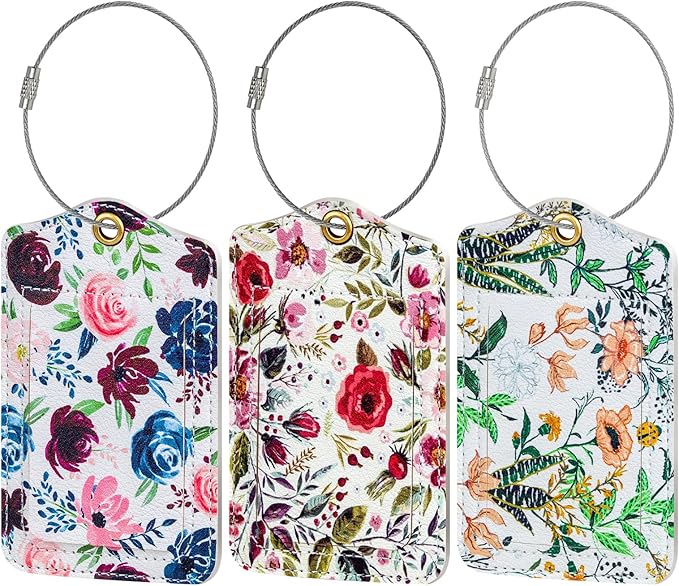 Fishent Luggage Tag, 3 Pack Travel Cruise Luggage Tags for Suitcases, Cute Suitcase Tags Identifiers Bag Tags with Privacy Flap, Baggage Name Tag for Women Men Luggage Backpack Handbag School Bag