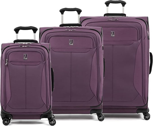 Travelpro Tourlite Softside 3-Piece Set, Expandable Luggage, 4 Spinner Wheels, Lightweight Suitcase, 21" Carry-On, 25" Checked Medium, 29 Check Large, Deep Purple