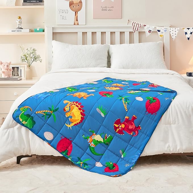 yescool Weighted Blanket 10 Pounds Cooling Weighted Lap Blanket, Dinosaur Heavy Blanket for Sleeping, Weighted Throw Blanket Gifts for 80-110lbs, 40" x60