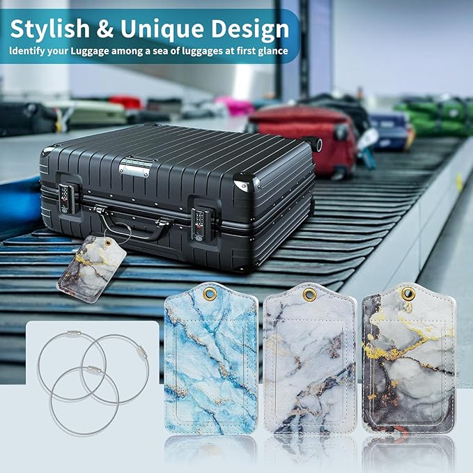 Fishent Luggage Tag, 3 Pack Travel Cruise Luggage Tags for Suitcases, Cute Suitcase Tags Identifiers Bag Tags with Privacy Flap, Baggage Name Tag for Women Men Luggage Backpack Handbag School Bag