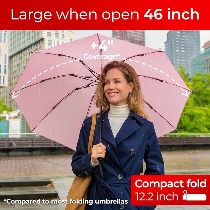 TUMELLA Inverted Windproof Umbrella, Large, Strong, Light, Portable, Automatic Reverse Folding Rain Umbrella, Durable Premium Grip, Fits Car & Backpack