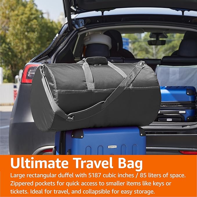 Amazon Essentials Lightweight Duffel Bag, 25 Inches, Black (Previously Amazon Basics)