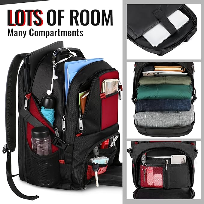 YOREPEK Large Backpack for Men, Extra Large Laptop Backpacks for Men Women, Water Resistant Travel Backpack Airline Approved Business Work Bag Fits 17 Inch Computer, Black