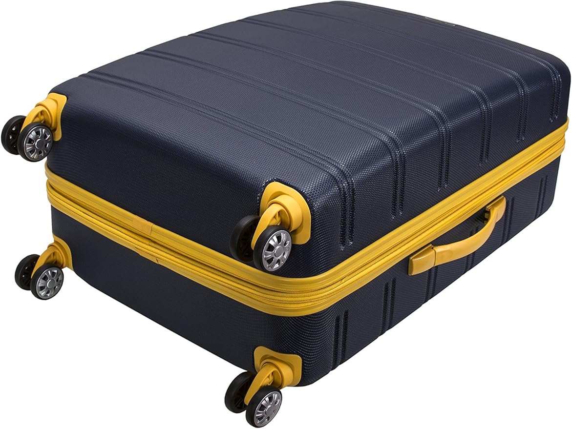 Rockland Melbourne Hardside Expandable Spinner Wheel Luggage, Navy, Checked Large 28"